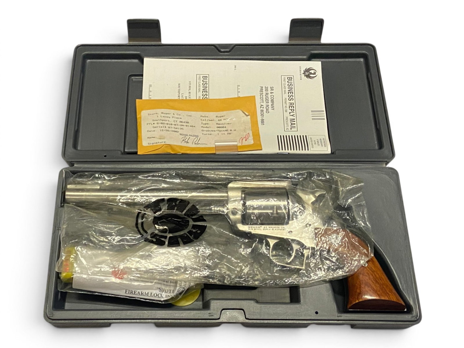Excellent Ruger New Model Super Blackhawk .44 MAGNUM Stainless 7.5” Revolver in Case - 2