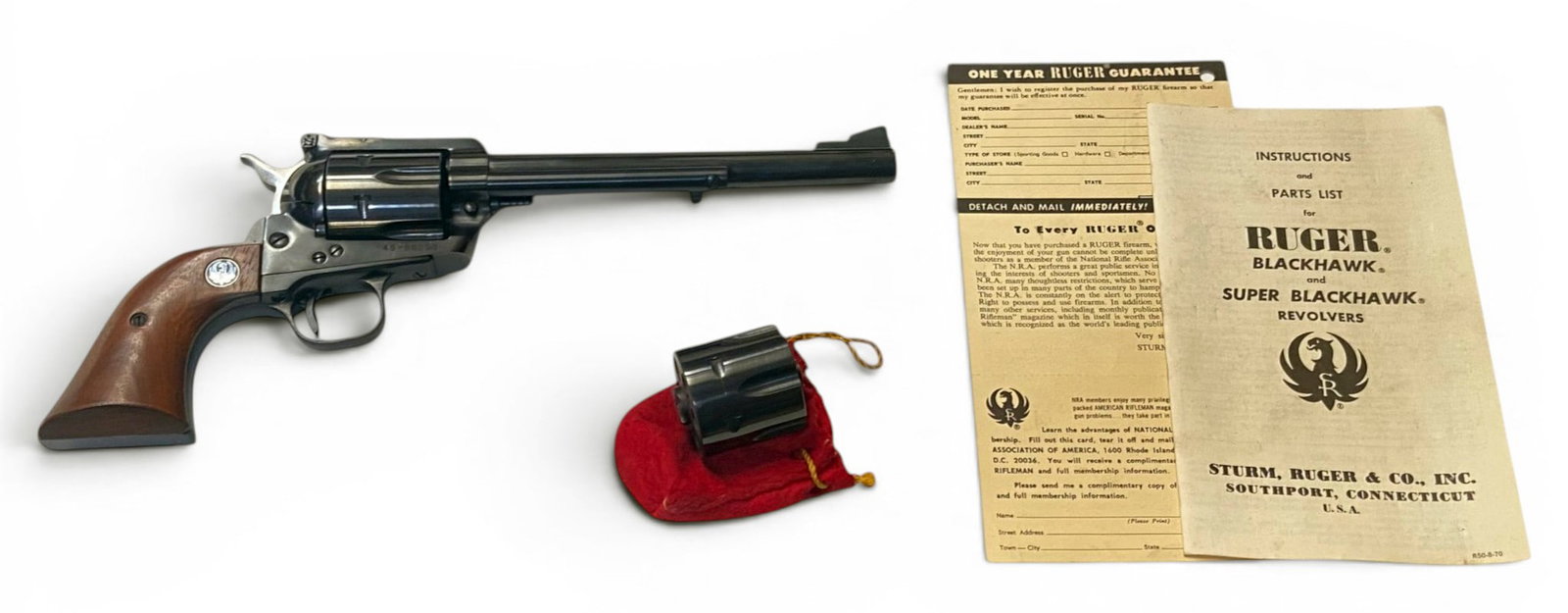 Excellent 1971 Ruger Blackhawk Convertible .45 LC/ACP 7.5" Revolver with Original Box & Cylinder - 2