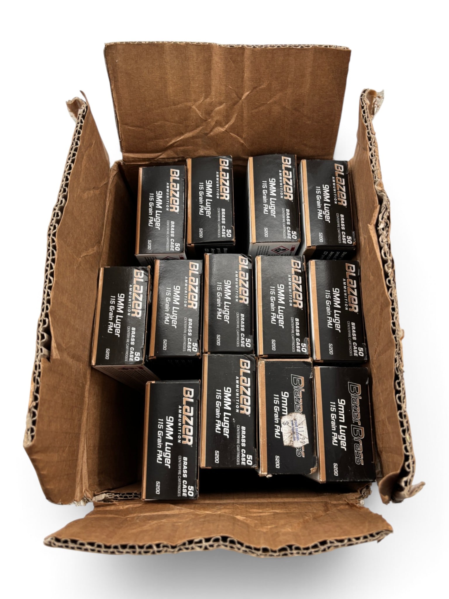 NIB 650rds. of 9mm LUGER 115gr. FMJ Blazer Brass Ammunition - 2