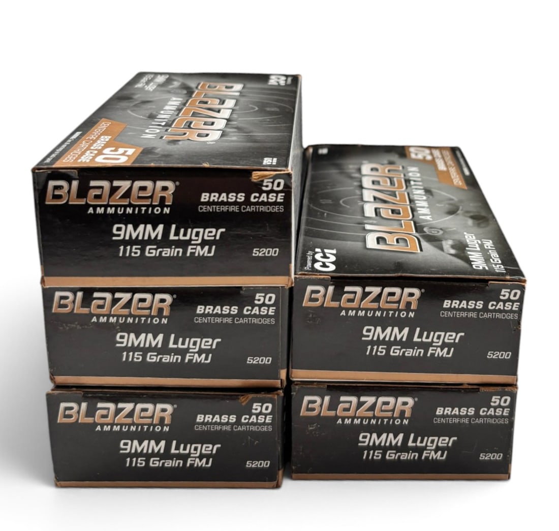 NIB 650rds. of 9mm LUGER 115gr. FMJ Blazer Brass Ammunition with Ammo Can - 2