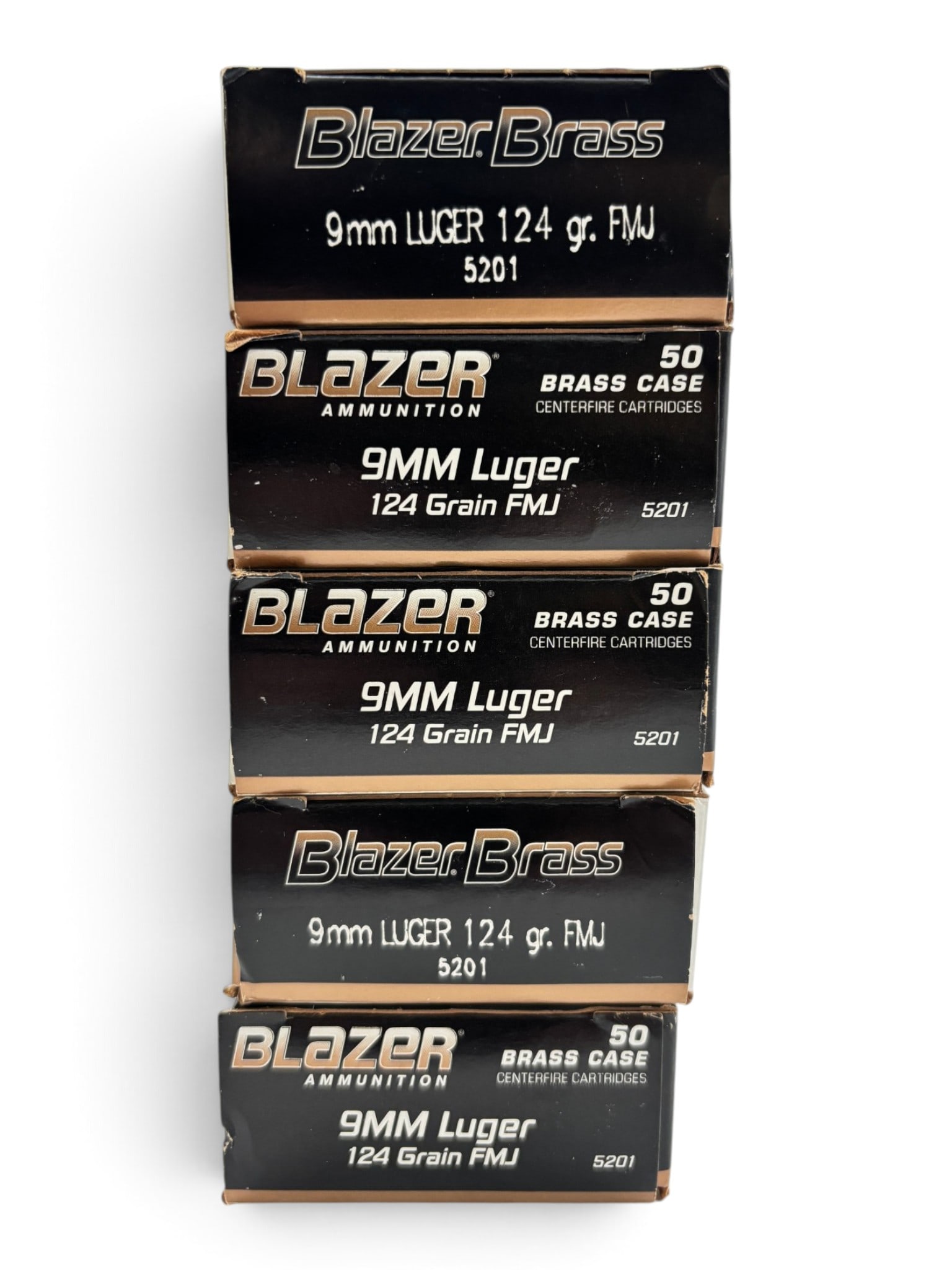 NIB 250rds. of 9mm LUGER 124gr. FMJ Blazer Brass Ammunition