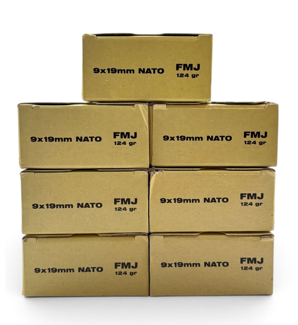 NIB 350rds. of 9mm LUGER 124gr. FMJ PPU Ammunition: See Photo(s)