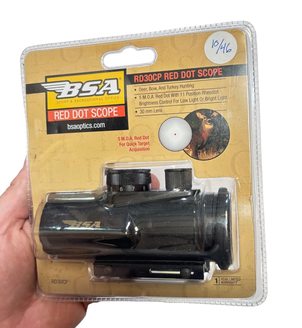 NIB BSA RD30CP Red Dot Scope & AR15 Iron Sights - 3