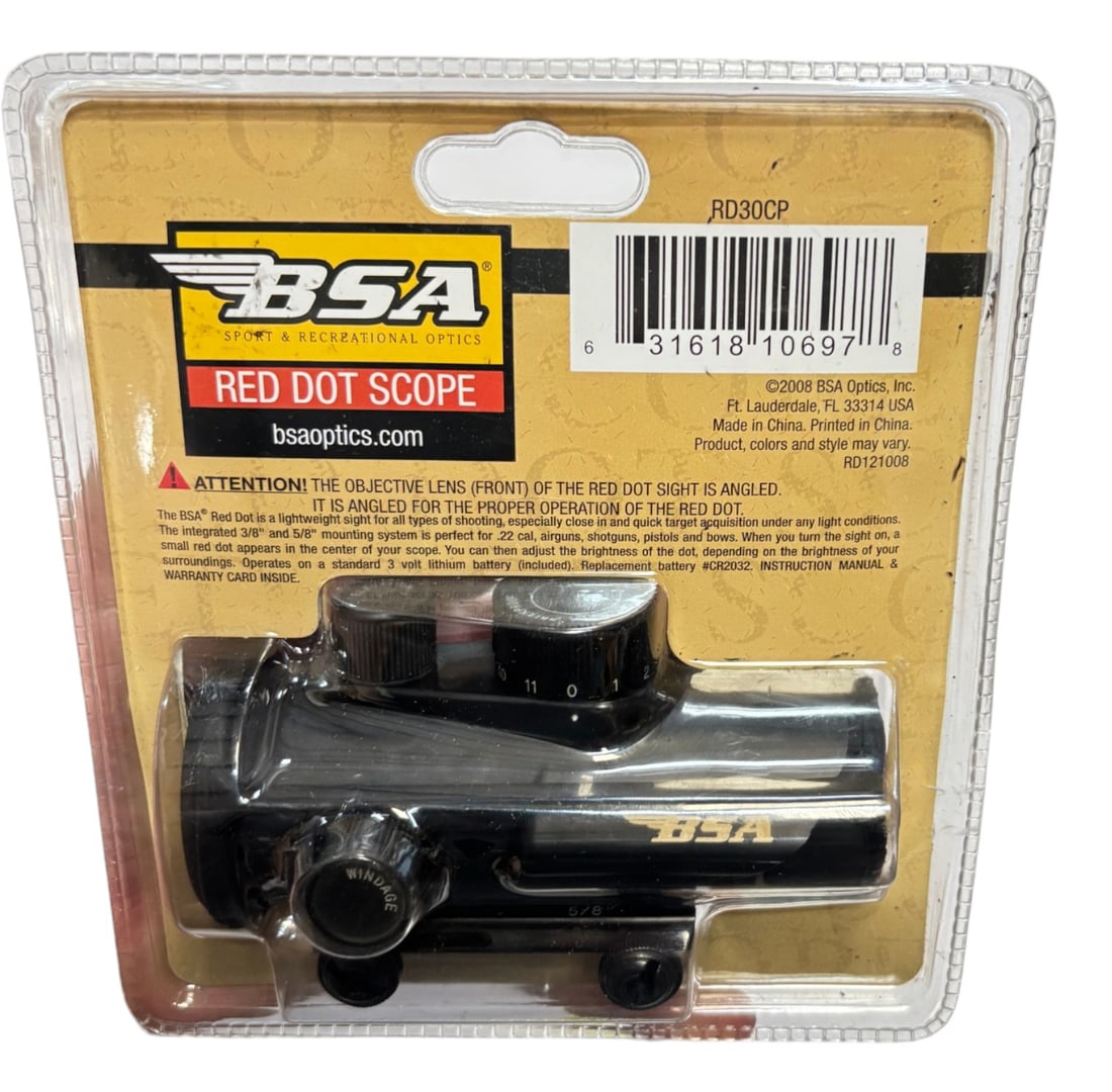NIB BSA RD30CP Red Dot Scope & AR15 Iron Sights - 5