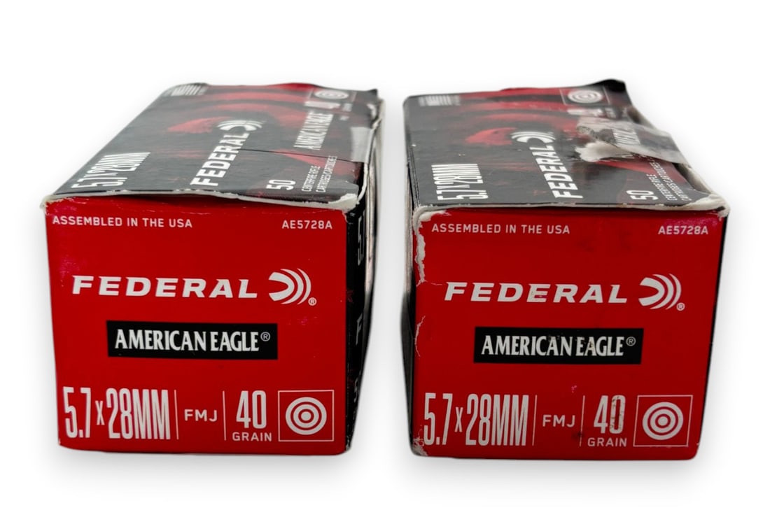NIB 100rds of 5.7x28mm .40gr FMJ Federal American Eagle Ammunition - 2