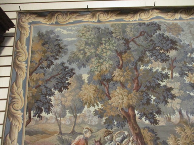 Big Game Hunt Scene French Tapestry Wall Hanging - 3