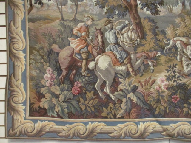 Big Game Hunt Scene French Tapestry Wall Hanging - 5