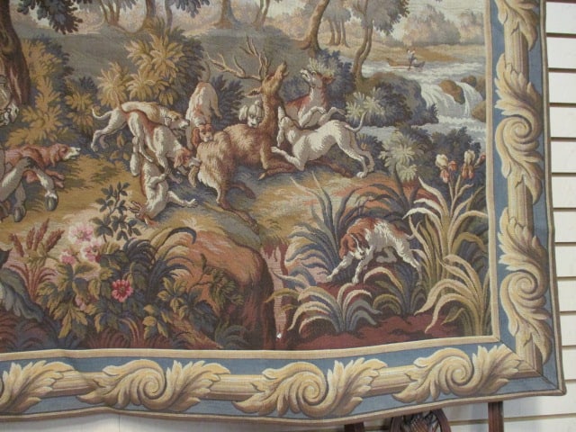 Big Game Hunt Scene French Tapestry Wall Hanging - 6