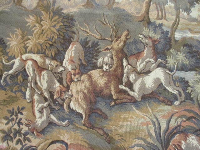 Big Game Hunt Scene French Tapestry Wall Hanging - 7
