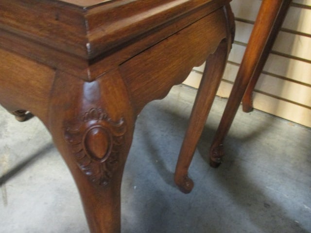 2 Piece Carved French Provencial Style Nesting Tables with Burlwood Accents - 4
