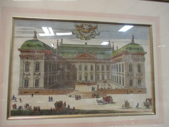 Four Framed and Matted Reproduction Prints of Stockholm, Sweden Architecture Etchings - 2