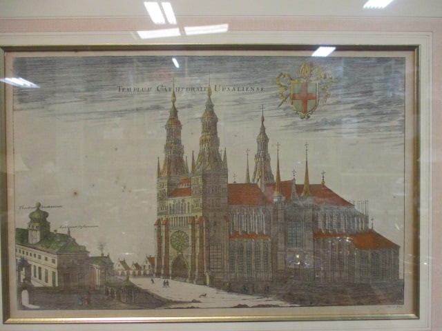 Four Framed and Matted Reproduction Prints of Stockholm, Sweden Architecture Etchings - 5