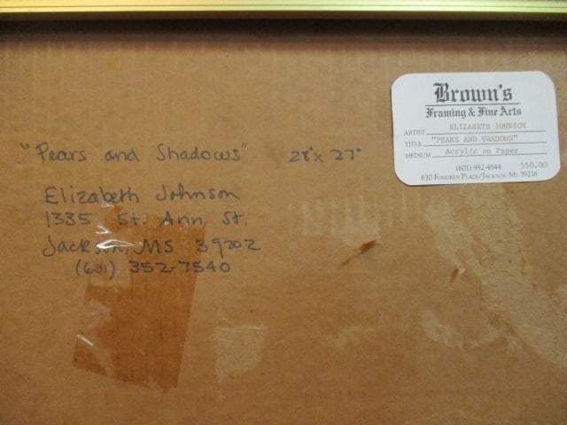 Elizabeth "Pears and Shadows" Acrylic on Paper Original 4 Panel Artwork - 13