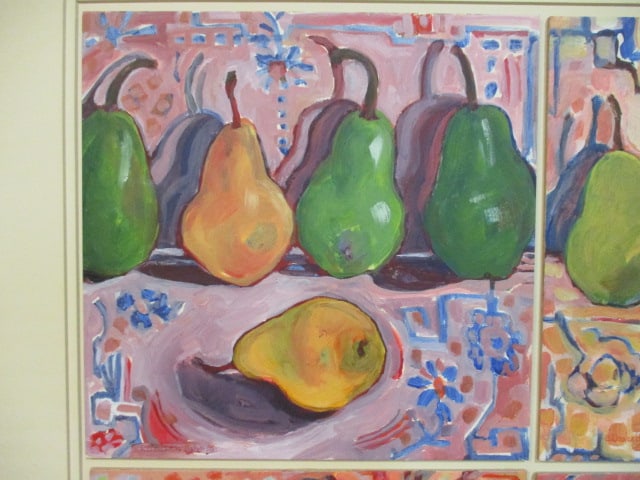 Elizabeth "Pears and Shadows" Acrylic on Paper Original 4 Panel Artwork - 2