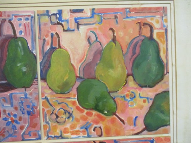 Elizabeth "Pears and Shadows" Acrylic on Paper Original 4 Panel Artwork - 4