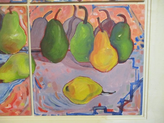 Elizabeth "Pears and Shadows" Acrylic on Paper Original 4 Panel Artwork - 8