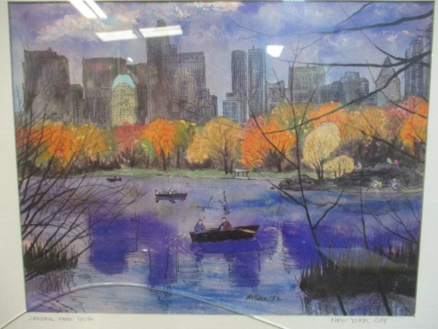 Pencil Signed and Dated "Central Park South New York City" Print of Watercolor by McGee - 2