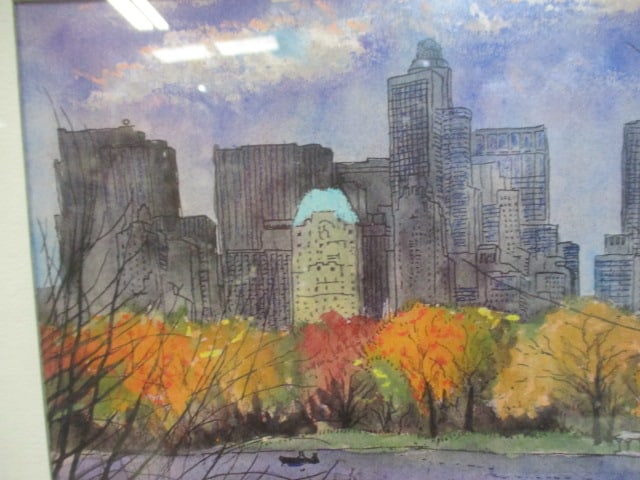 Pencil Signed and Dated "Central Park South New York City" Print of Watercolor by McGee - 3