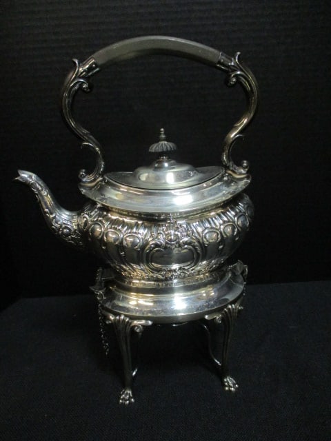 Vintage Victorian William Adams Sheffield, England Silverplated Coffee Pot with Warming Stand (1 of 6)