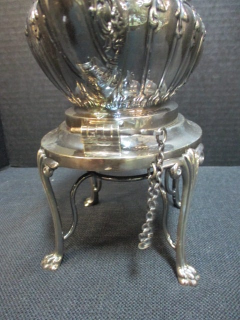 Vintage Victorian William Adams Sheffield, England Silverplated Coffee Pot with Warming Stand - 3