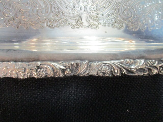 Vintage Silverplated Victorian Serving Tray and 3 Part Well and Tree Meat Platter - 5