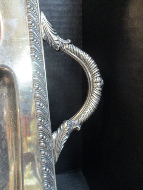 Vintage Silverplated Victorian Serving Tray and 3 Part Well and Tree Meat Platter - 6