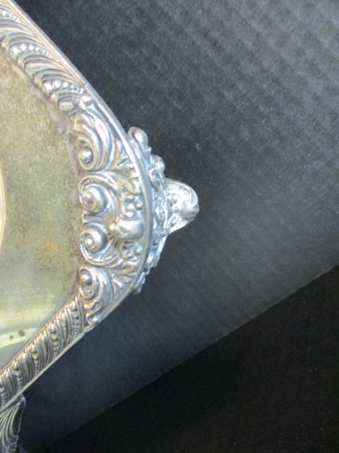 Vintage Silverplated Victorian Serving Tray and 3 Part Well and Tree Meat Platter - 7