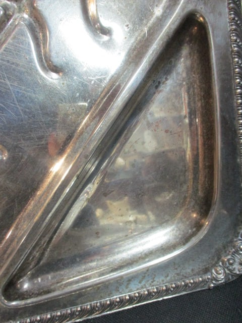 Vintage Silverplated Victorian Serving Tray and 3 Part Well and Tree Meat Platter - 8