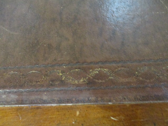Antique Leather Top 3 Drawer Writing Desk - 4