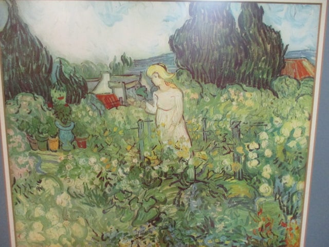 Framed and Matted Reproduction Print of Vincent Van Gogh's "Marguerite Gachet in the Garden" - 2