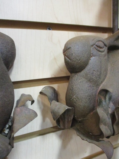Pair of Cast Metal Rabbit Candle Sconces - 4