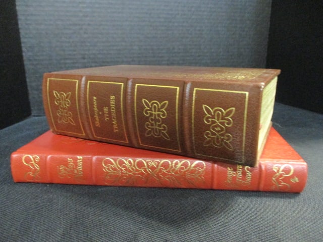 Two Eastman Press Leather Bound Classic Works of Literature: "Shakespeare The Tragedies", "Two Plays for Puritans" by George Bernard Shaw. Books copyrights range from 1960-80's