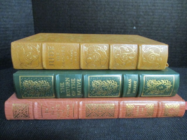 Three Eastman Press Leather Bound Classic Works of Literature: "Jude the Obscure" and "The Return of the Native" by Thomas Hardy and "The Red Badge of Courage" by Stephen Crane. Books copyrights range from 1960-80's