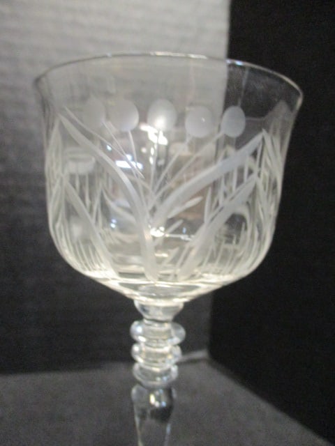 Eight Etched Crystal Port Wine Stems - 3