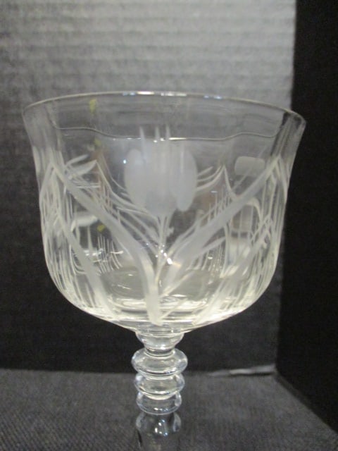 Eight Etched Crystal Port Wine Stems - 4