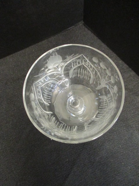 Eight Etched Crystal Port Wine Stems - 6