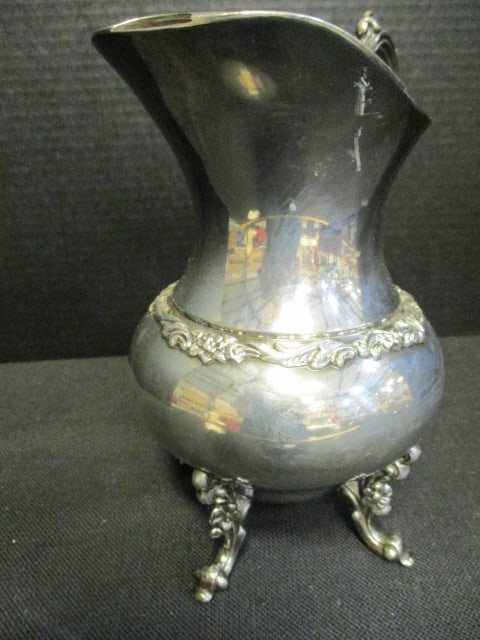 Vintage Victorian Style Silver on Copper Footed Pitcher with Ice Lip - 3