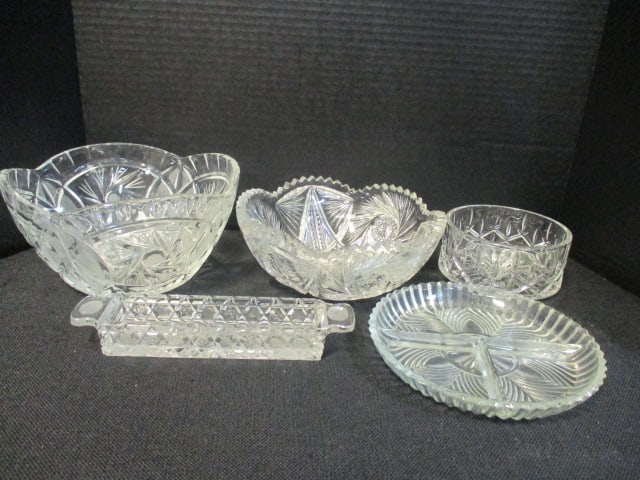 Crystal Bowls, Divided Dish and Tray: .