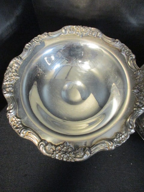 Silverplated Tiered Snack Tray, Compote, Handled Shell Nut/Candy Dish and Bonbon Dish - 9