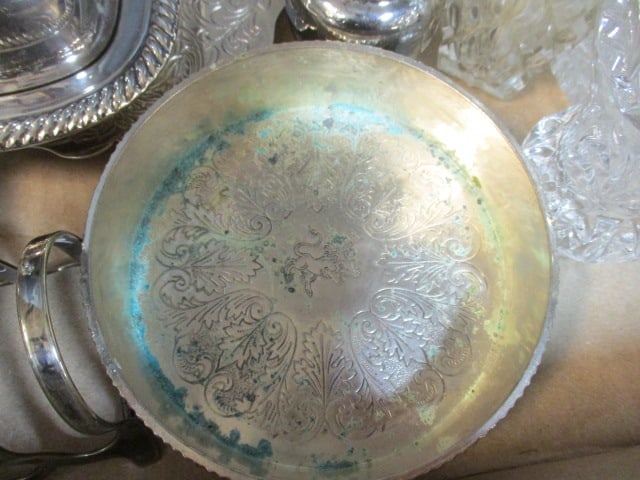 Silverplated Butter Dish, Serving Flatware, Toast Stand, Bud Vase, Shakers, Crystal Stems, etc. - 13