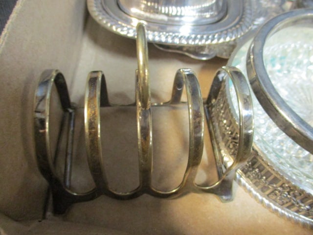 Silverplated Butter Dish, Serving Flatware, Toast Stand, Bud Vase, Shakers, Crystal Stems, etc. - 2