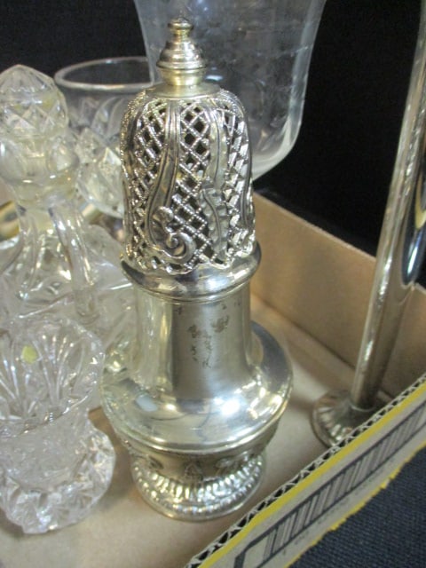 Silverplated Butter Dish, Serving Flatware, Toast Stand, Bud Vase, Shakers, Crystal Stems, etc. - 3