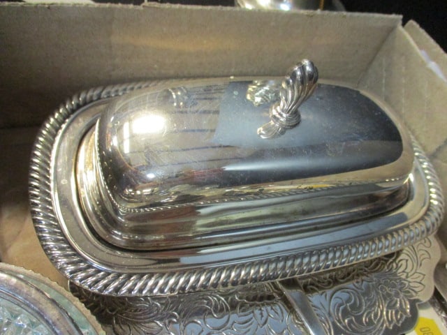 Silverplated Butter Dish, Serving Flatware, Toast Stand, Bud Vase, Shakers, Crystal Stems, etc. - 8