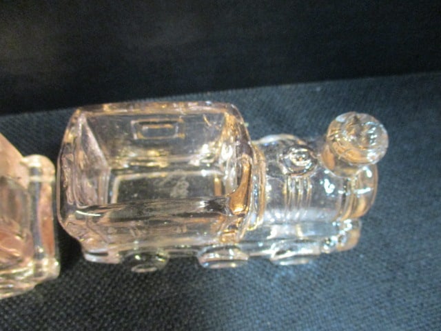 3 Piece Pink Depression Glass Train Figurine Set - 3