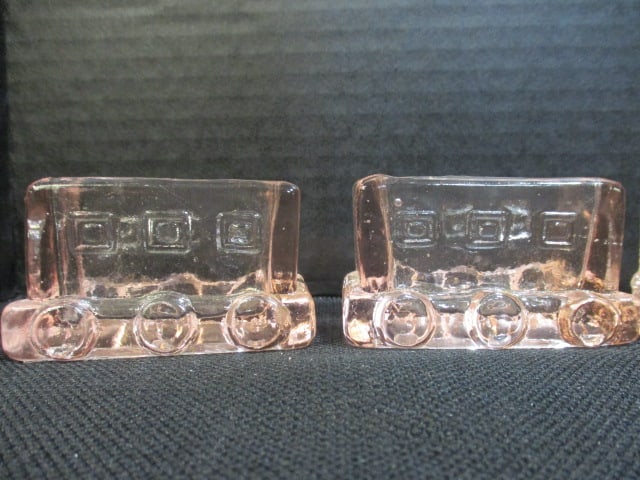 3 Piece Pink Depression Glass Train Figurine Set - 4