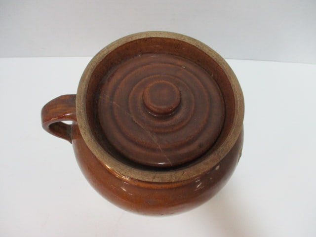 Vintage Salt Glaze Stoneware Bean Pot - 2