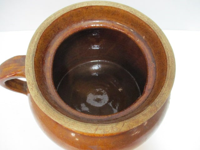 Vintage Salt Glaze Stoneware Bean Pot - 3