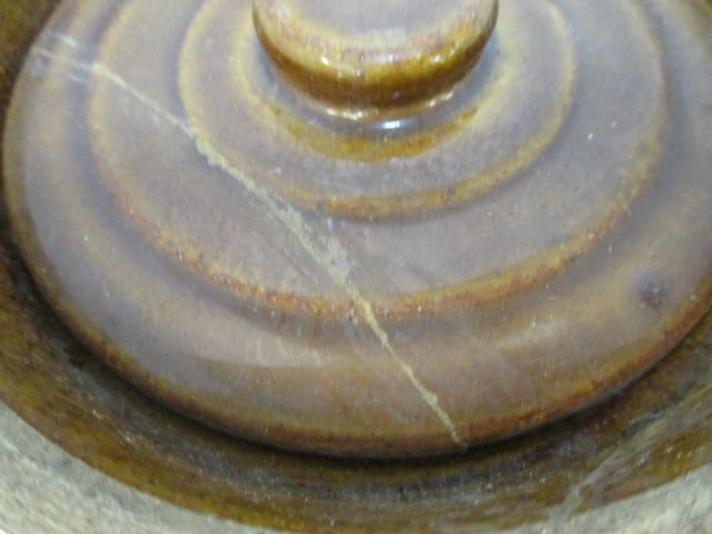 Vintage Salt Glaze Stoneware Bean Pot - 4
