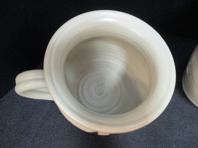 Williamsburg Pottery Handpainted Turned Pottery Pitcher, Pot and Chamber Candlestick Holder - 3