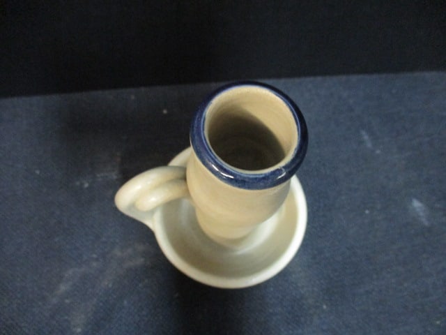 Williamsburg Pottery Handpainted Turned Pottery Pitcher, Pot and Chamber Candlestick Holder - 9